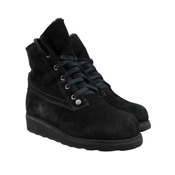 Bearpaw Shoes Women 6 Ankle Boot Lace Up Krista Leather Winter Warm Leather Wool - Picture 1 of 16